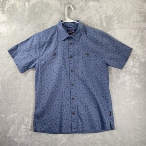 Patagonia Shirt men's Medium Back Step Button Up Hemp Organic Cotton Graphic AOP